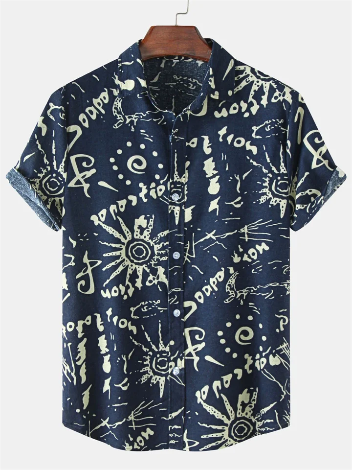 Summer New Men's Short-sleeved Floral Shirt Fashion Shirt Big Size Loose Half-sleeved Shirt Clothing-JRSEE