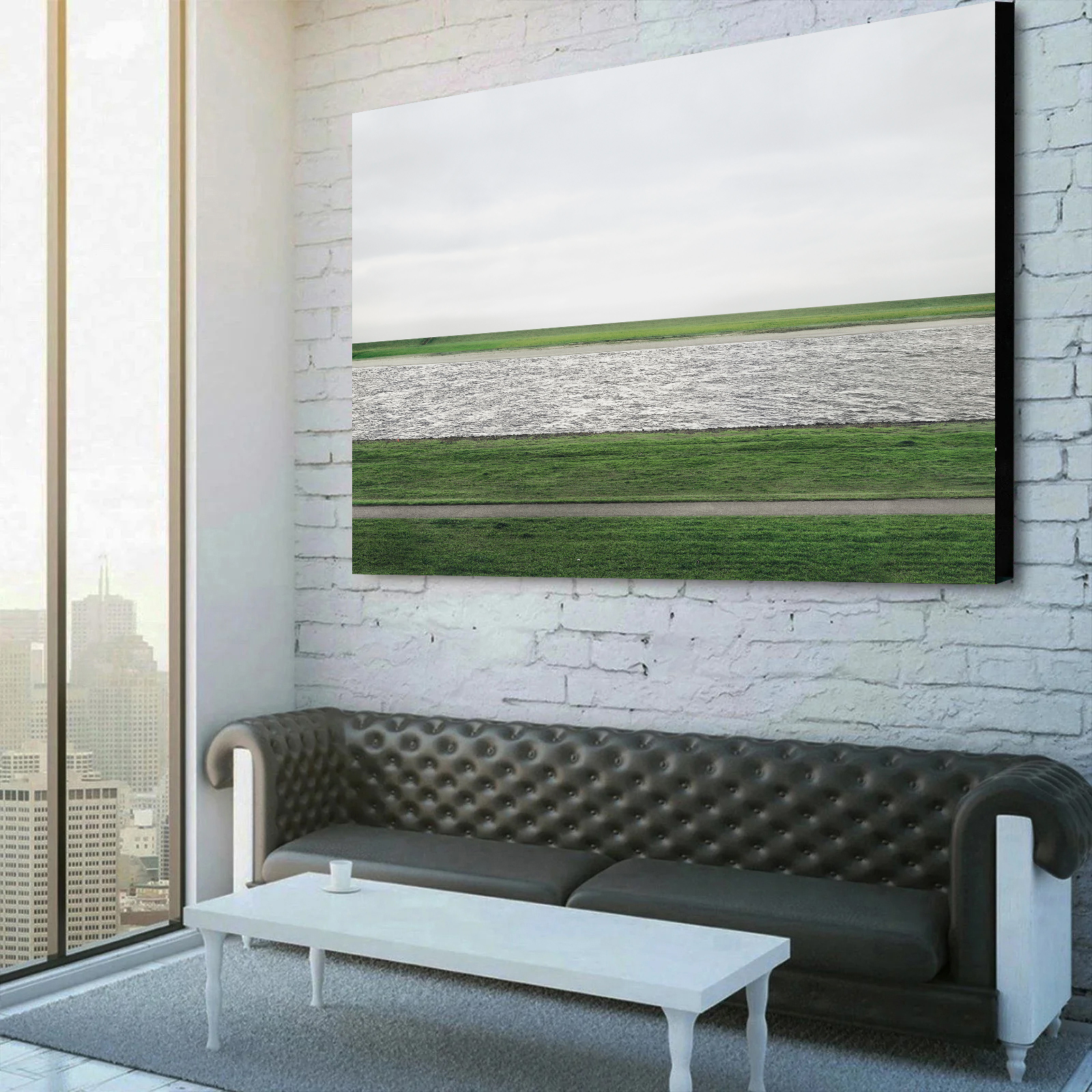 Rhein II by Andreas Gursky Canvas Wall Art - Canvas Prints & Wall