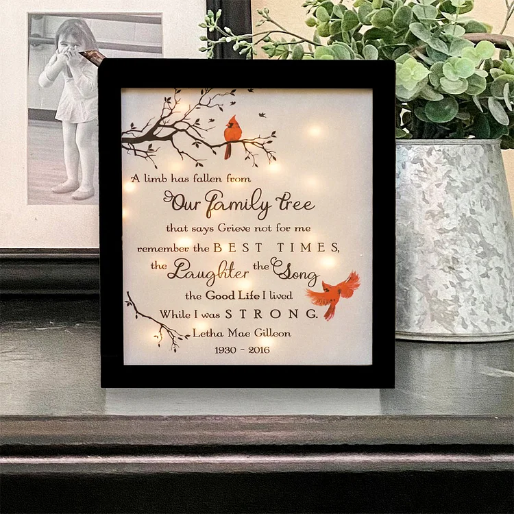 Personalized Cardinal Frame A Limb Has Fallen Lighted Shadow Box Memorial Gifts