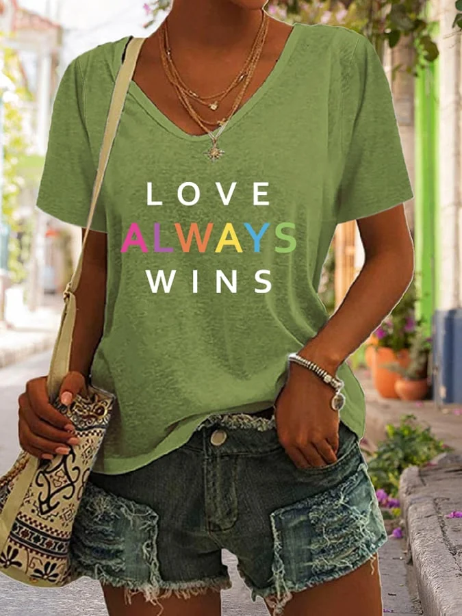 Women's Love Always Wins Print Casual T-Shirt socialshop