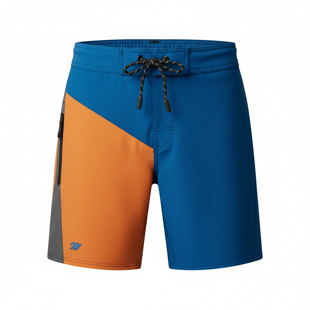 thesupersurf Blue and Orange Color-Blocked Athletic Shorts
