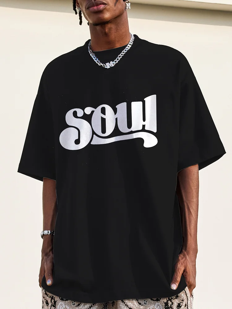 Men's Soul Art Print Cotton Casual T-Shirt