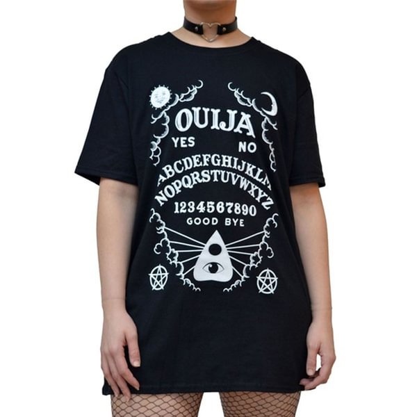 Ouija Board Women Gothic Black T-Shirt Grunge Swag Graphic Tee Cool Clothing Cotton Casual T Shirt (S-XXXL) - Shop Trendy Women's Clothing | LoverChic