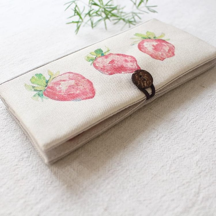 Strawberry Printing Long Canvas Wallet SP1812242