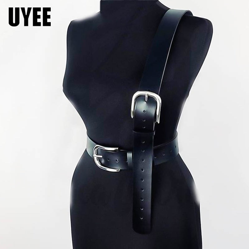 UYEE Sexy PU Leather Harness Chest Strap Women Lingerie Harajuku Body