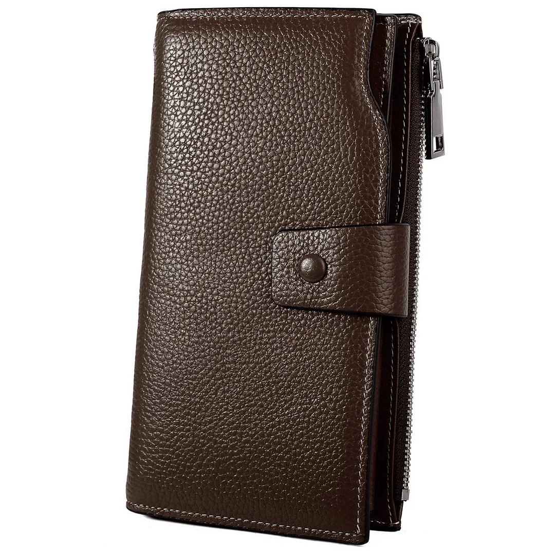 Genuine Leather Wallet Women's RFID Blocking Large Capacity Luxury Wax Clutch Multi Card Organizer