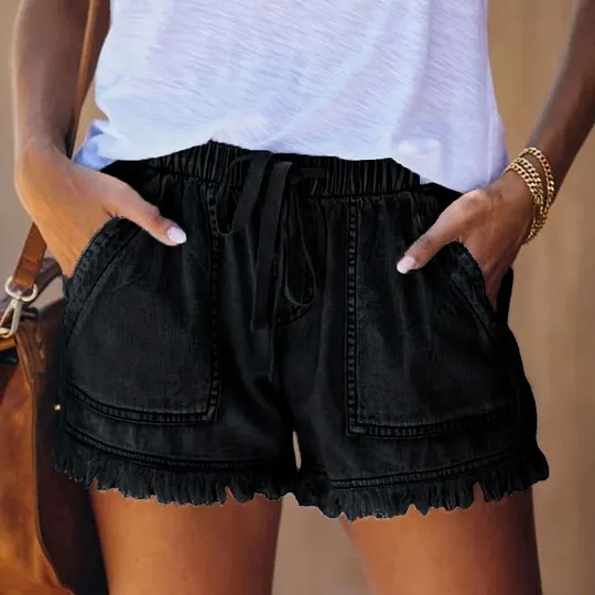 Spring Casual High-waisted Slimming Denim Shorts Women's Elastic Waist Midship Shape Control Fashion Trend
