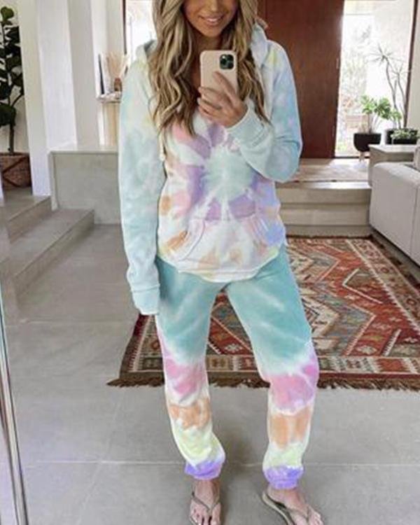 Tie Dye Hoodie Sweatshirt&Pants Set