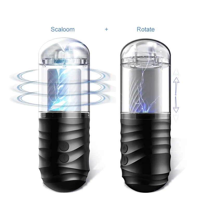 7-frequency Vibrating Pronunciation Two-way Spiral Masturbation Cup - Rose Toy