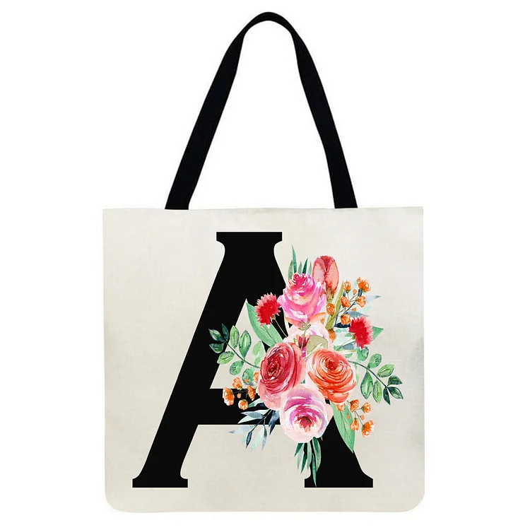Alphabet flowers Printed Shoulder Shopping Bag Casual Large Tote Handbag(E)
