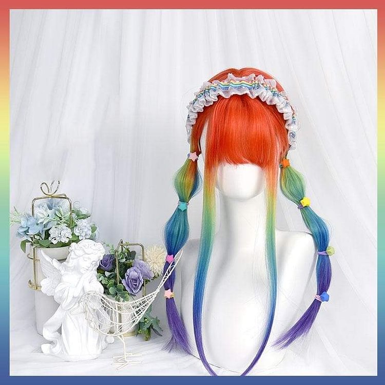 Cool Rainbow Style Long Straight Kawaii Wig SP17138