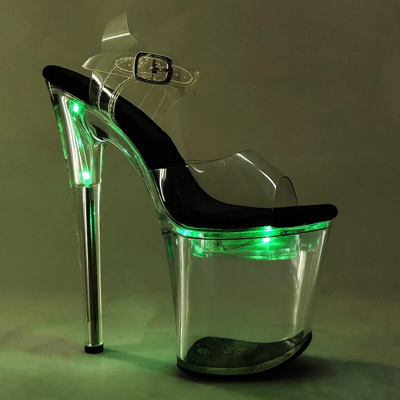 TAAFO 8Inch/20cm Lady LED Light Up Shoes Glowing Platform Party High Heels Shoes Pole Dancing Shoes