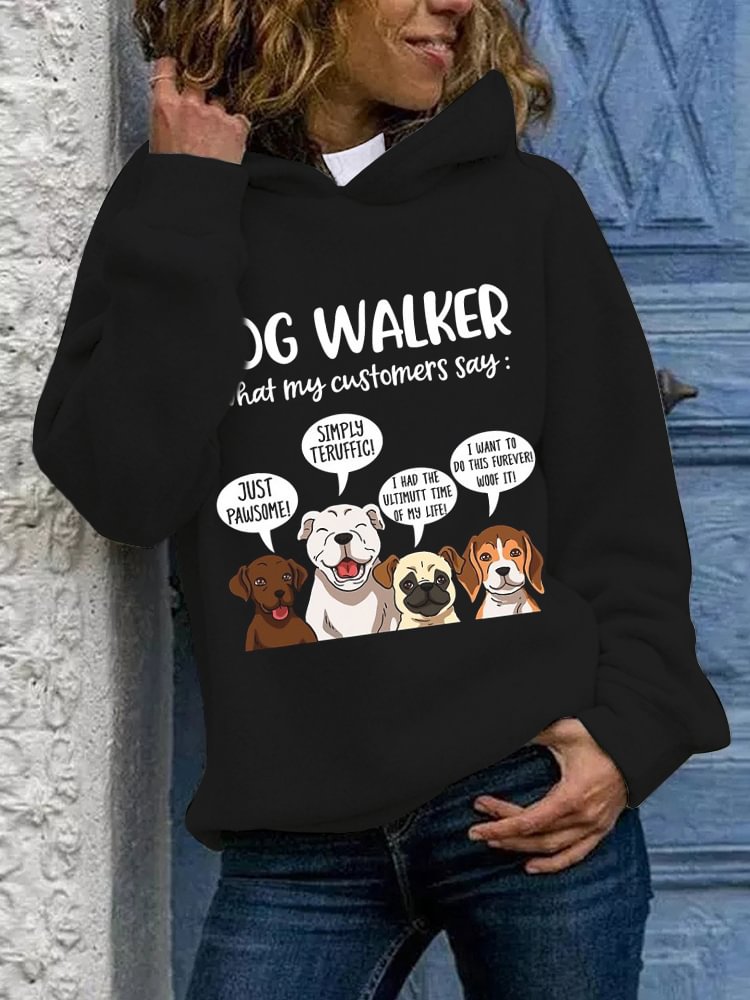Comstylish Funny Dog Walker Long Sleeve Casual Hoodie
