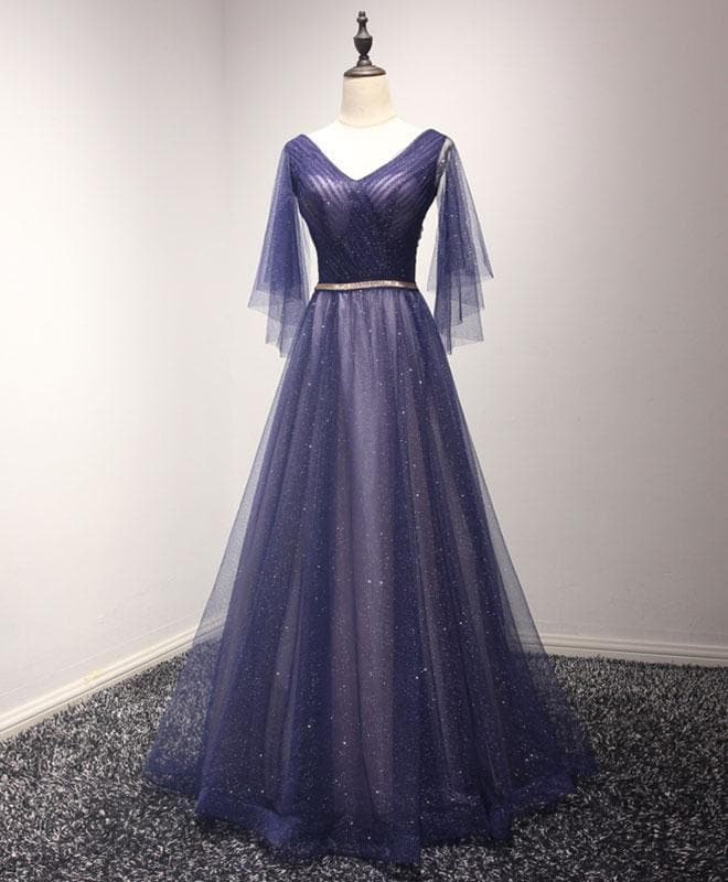 Simple V Neck Long Prom Dress, Evening Dress
