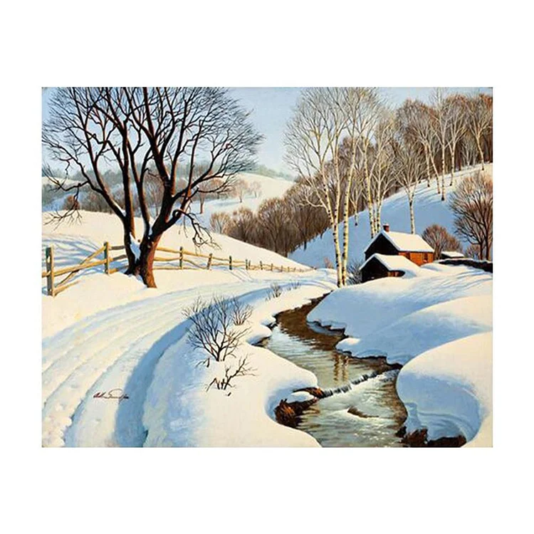Four Season Scenery Round Full Drill Diamond Painting 30X25CM(Canvas) gbfke
