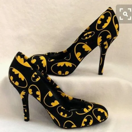 Black Floral-Print Comfortable Low-Cut Heels Vdcoo