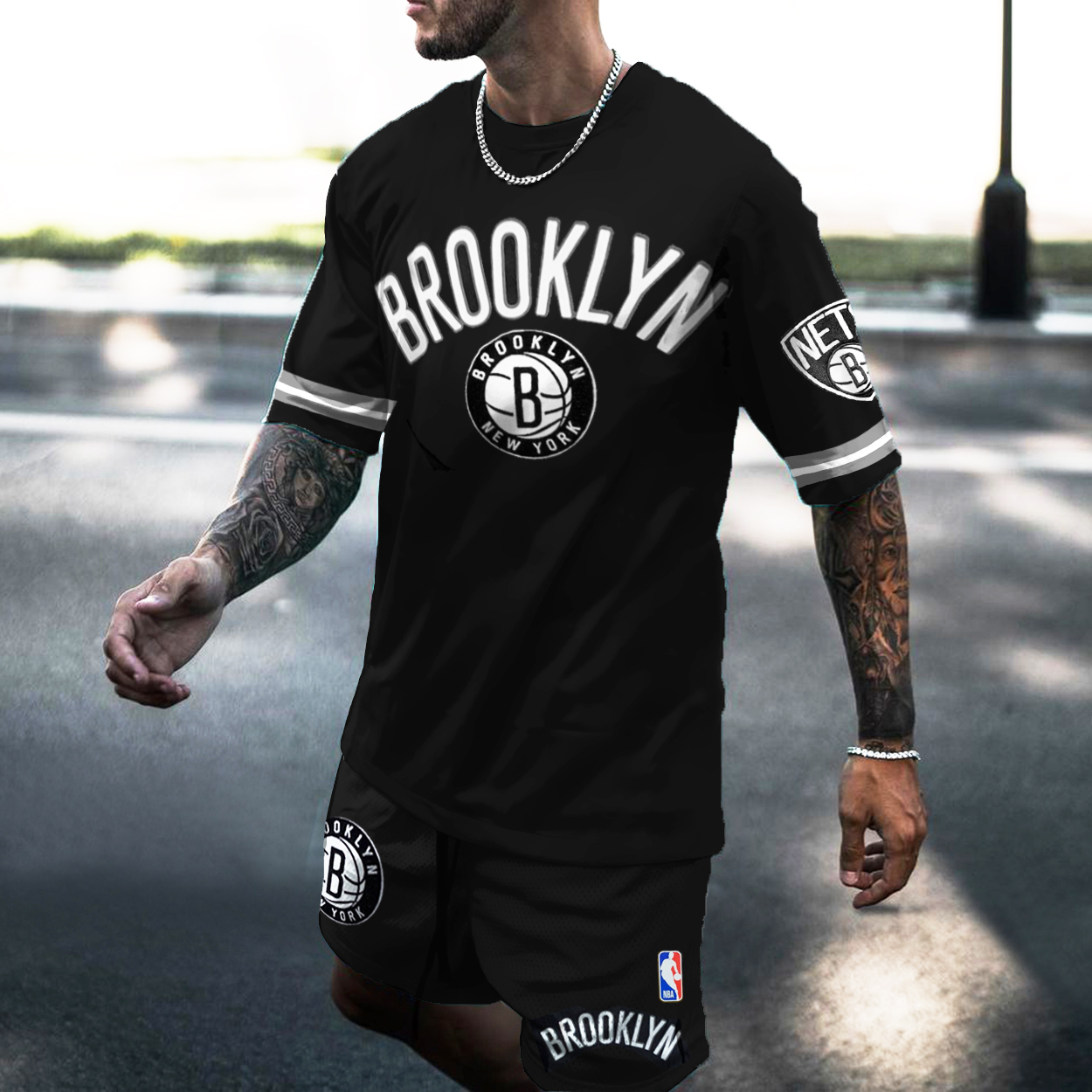 Men's Brooklyn Basketball Recreational Sports Shorts Suit Lixishop 