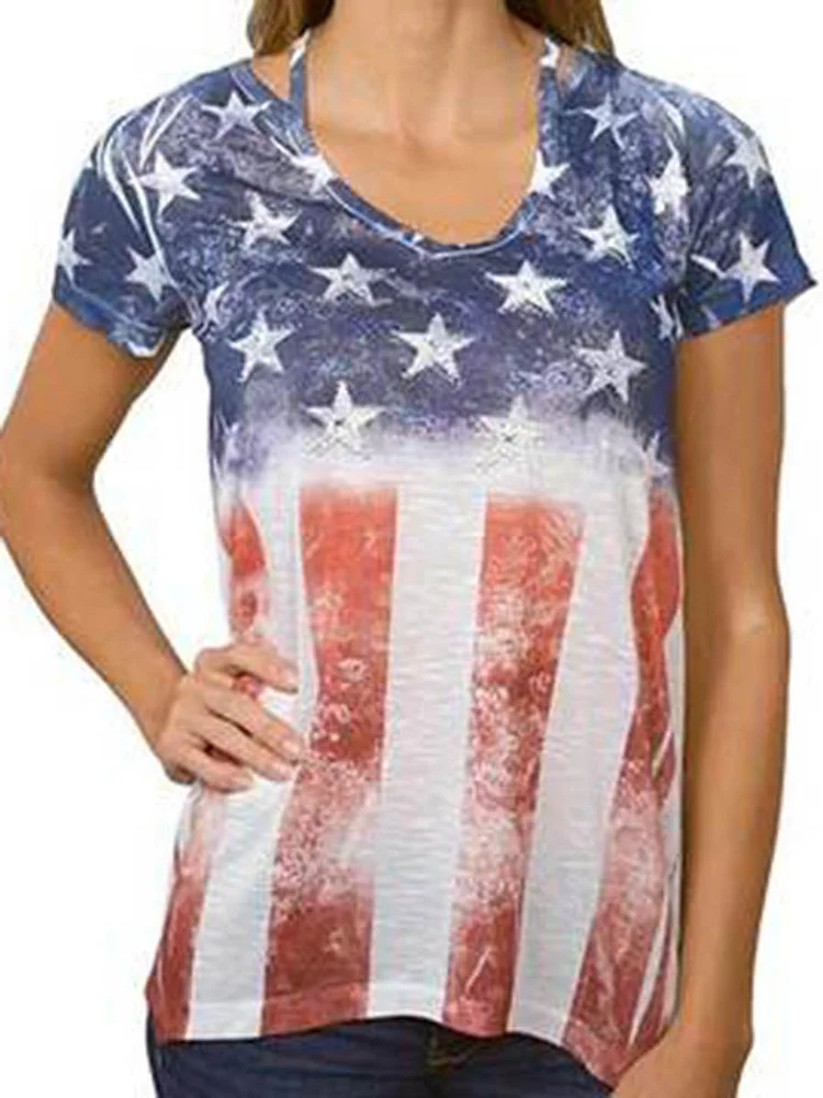 Bestdealfriday Womens American Flag Top