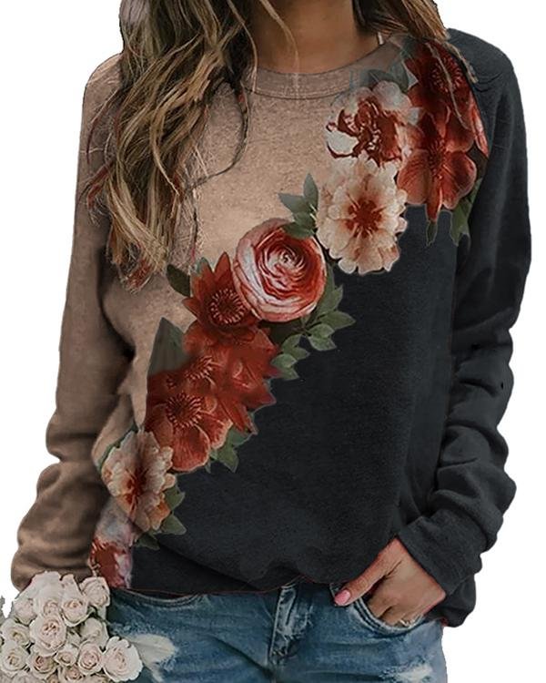 Holiday Floral Vintage Casual Shift Shirts&Tops