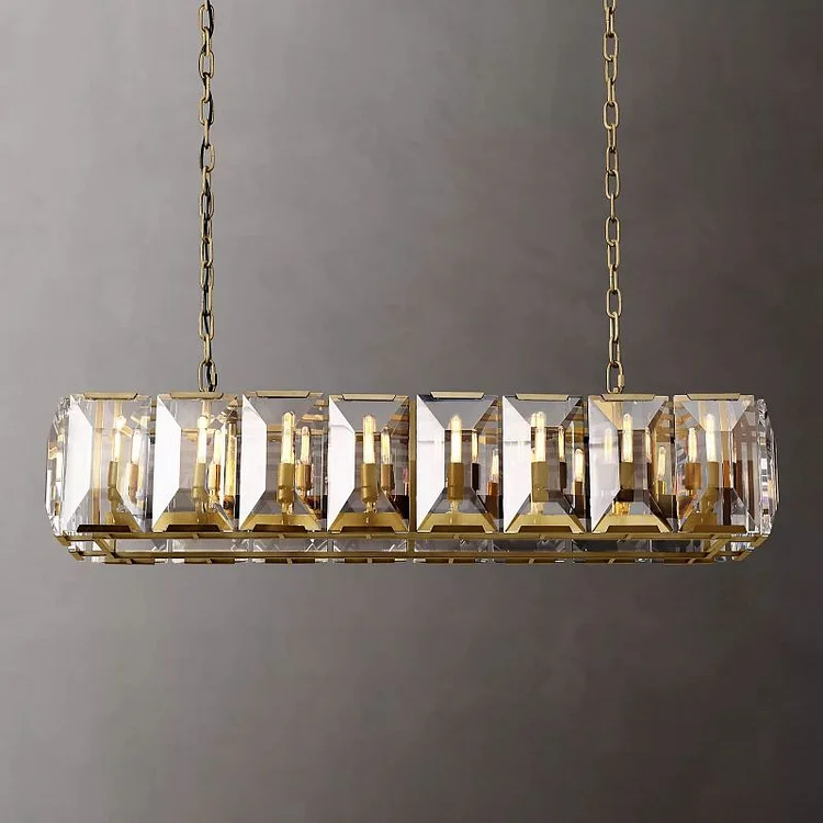 Contemporary Harson Large Crystal Rectangular Chandelier 54"