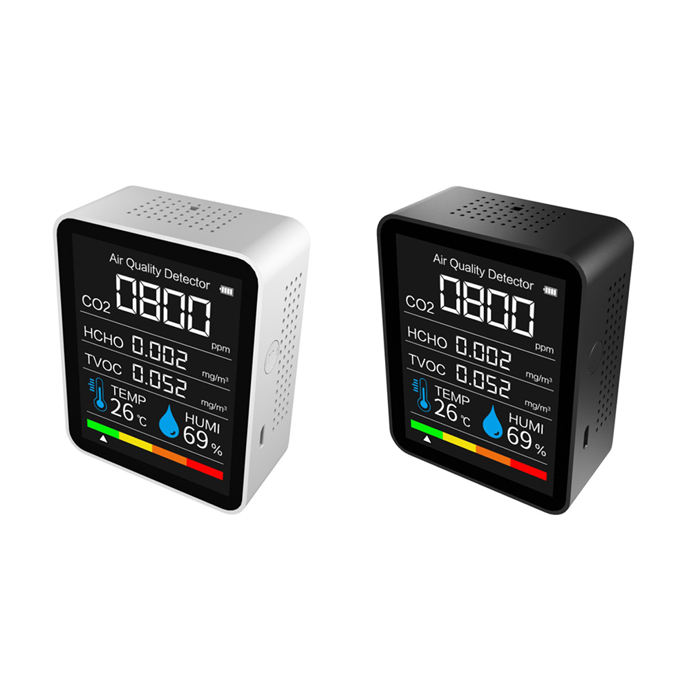 5 in 1 Air Quality CO2 Tester Meter Temperature Humidity TVOC HCHO Detector, Black, 501 Original
5 in 1 Air Quality CO2 Tester Meter Temperature Humidity TVOC HCHO Detector, Black, 501 Original