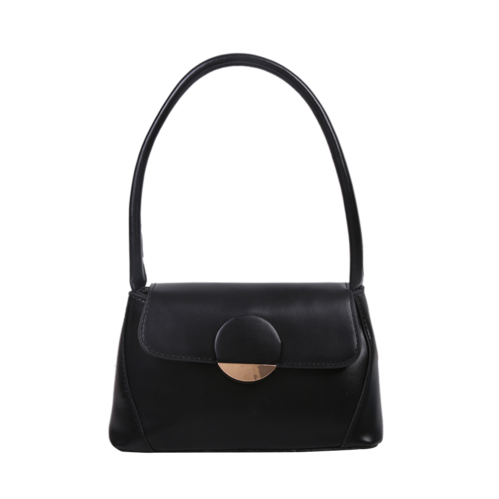 Solid Color PU Handbag Totes Female Round Buckle Shoulder Bag, Black, 501 Original
Solid Color PU Handbag Totes Female Round Buckle Shoulder Bag, Black, 501 Original