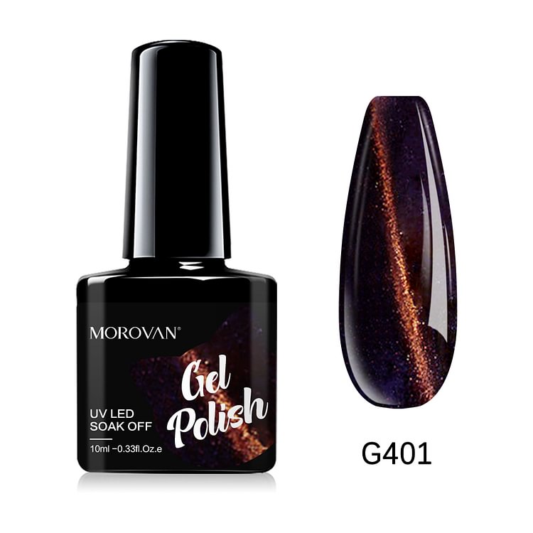 Morovan Dark Indigo/Sandy Brown Glitter Cat Eye Gel Nail Polish G401