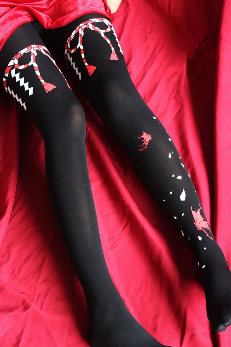 Black/White Harajuku Bow Lolita Tights SP13481
