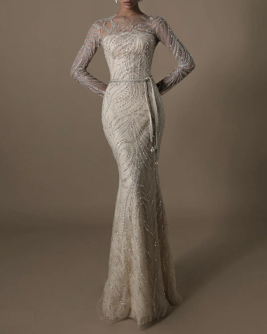 Long Sleeve Embroidered Gown 01