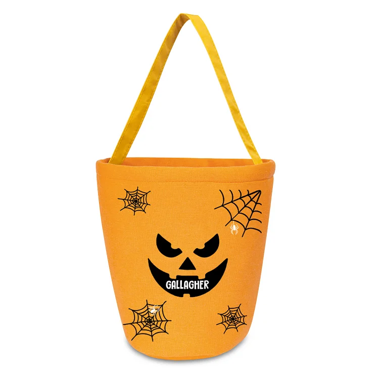 Happy Halloween Custom 1 Name Tote Bag Halloween Party Supplies Spider Web Black Candy Bags