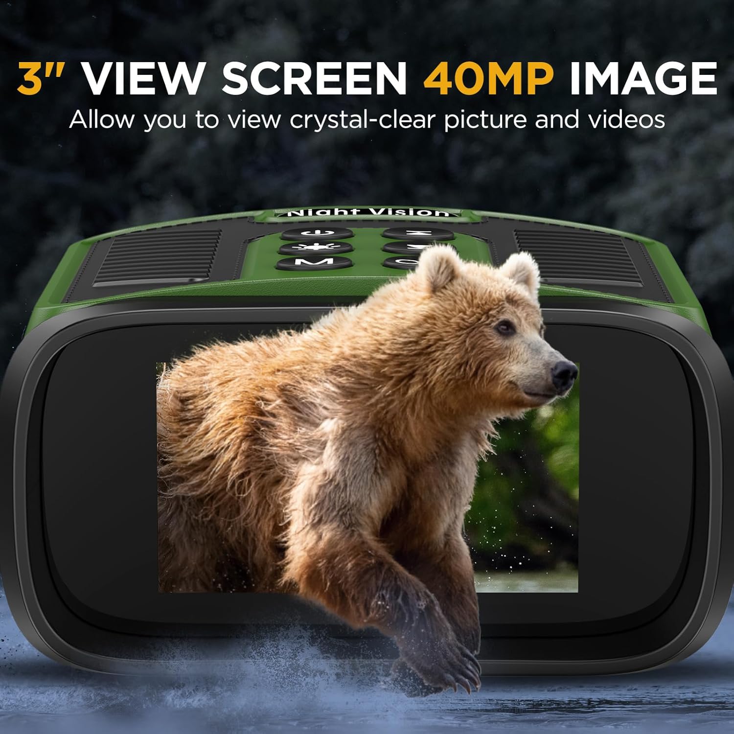 BekinTek Night Vision Binoculars 5000mAh Rechargeable Telescope NVG Infrared Goggles Full Dark Observing Scope 7x IR Adjustment 8x Digital Zoom 2.5K Video Playback 40M Photo 3 Inches Large HD Screen with 32G TF Card for Camping Hiking Surveillance 4