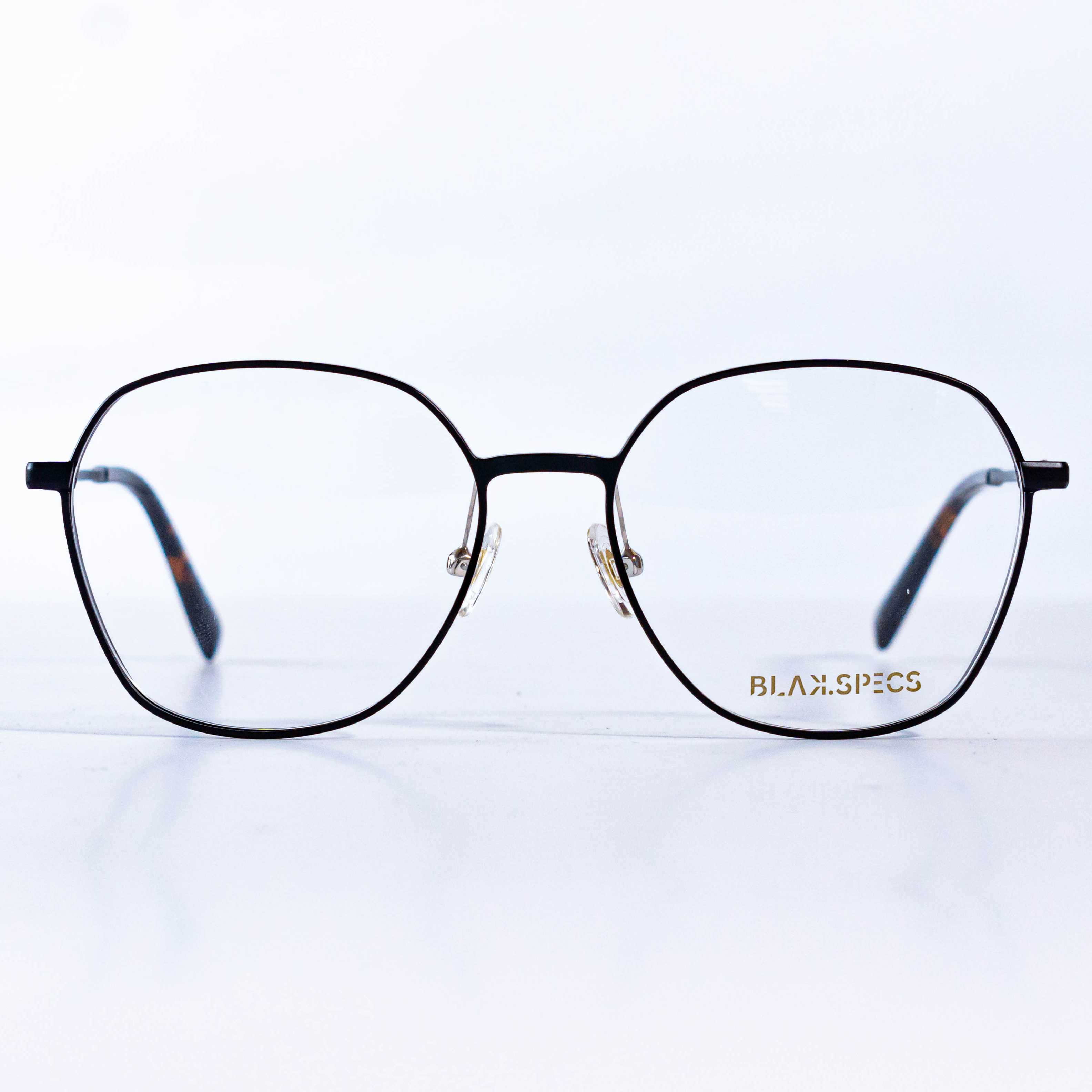 Source Unknown Black and Gold Oversized Unisex Glasses with Geometric Bridge Men main image 4