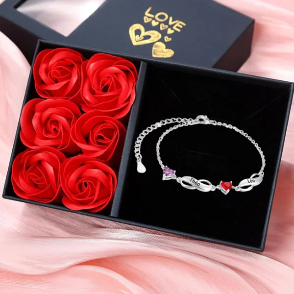 Qings Bracciale Infinito Donna In Argento Sterling 925 Con Ciondolo Simbolo Infinito E Pietre Portafortuna A Cuore, Regolabile, Regalo Per Mamma E Ragazze - 3