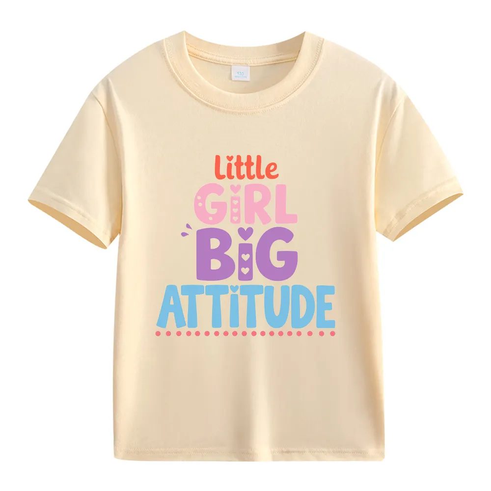 【2Y-13Y】Little Girl Big Attitude Graphic T-Shirt For Kids