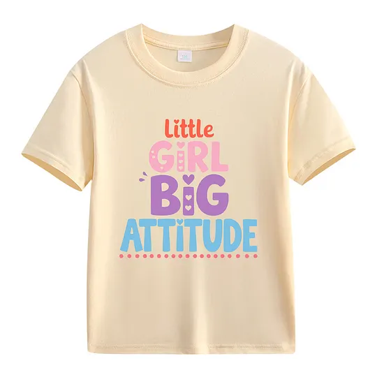【2Y-13Y】Little Girl Big Attitude Graphic T-Shirt For Kids