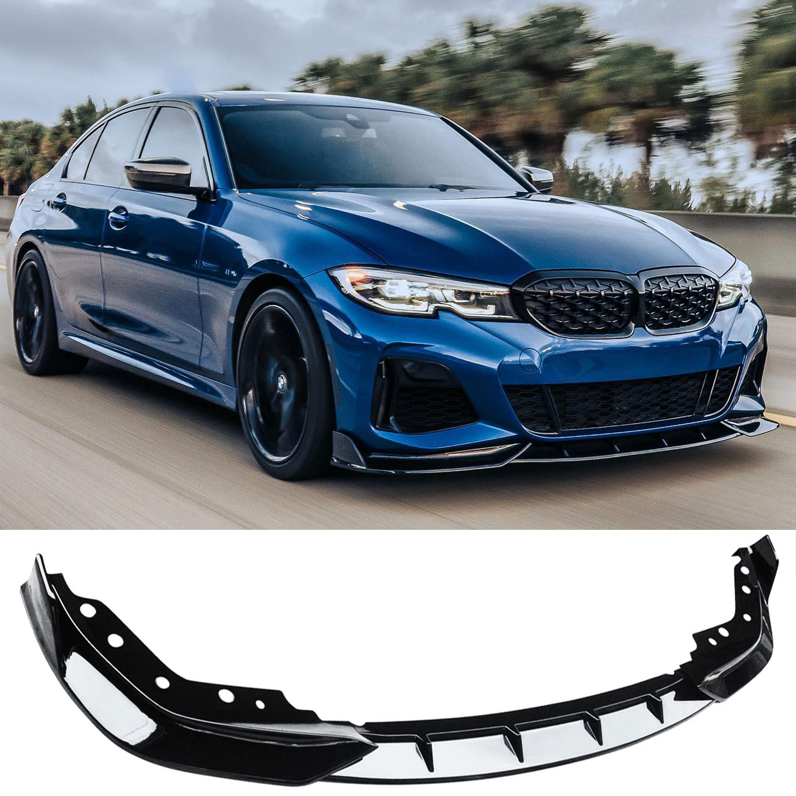 For 2019-2022 BMW G20 G28 3 Series M Sport Front Bumper 3pc Lip