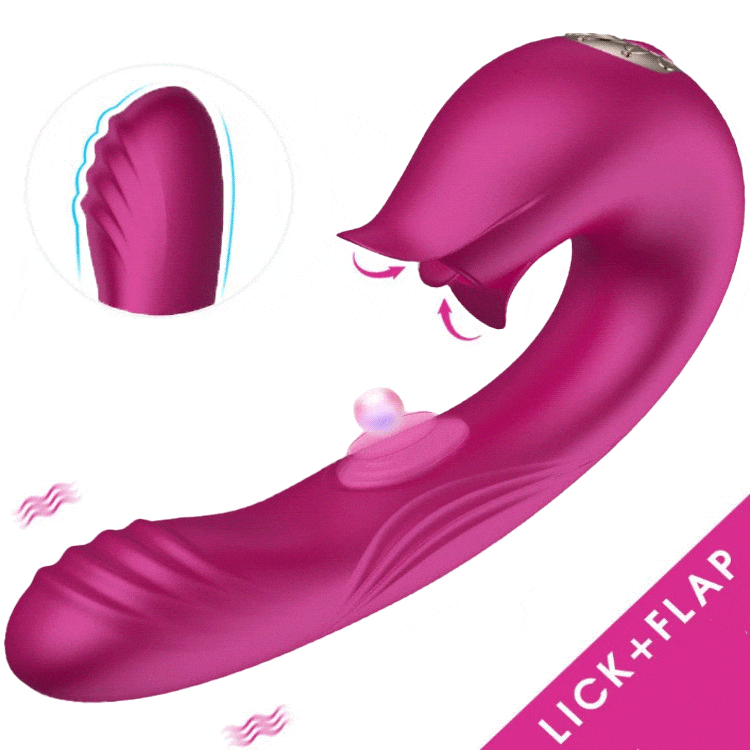 OULISHA G Spot Clitoral Stimulation 3in1 Tongue Licking Vibrating Flapping Vibrator - Rose Toy