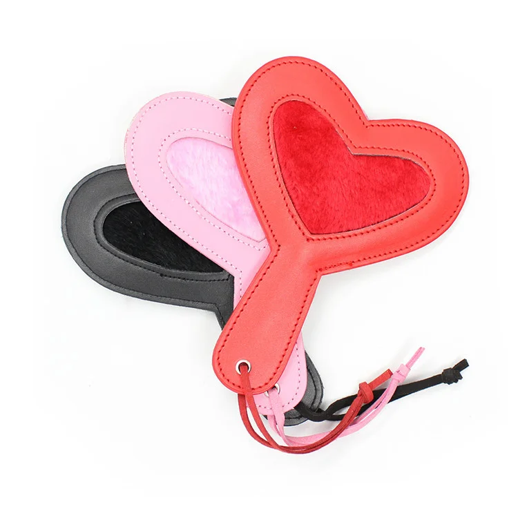 Love Shape Leather Plush Racket - Rose Toy