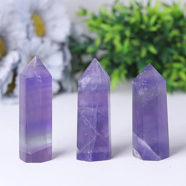 Natural Healing Stone Purple FluoriteTowers Points Bulk