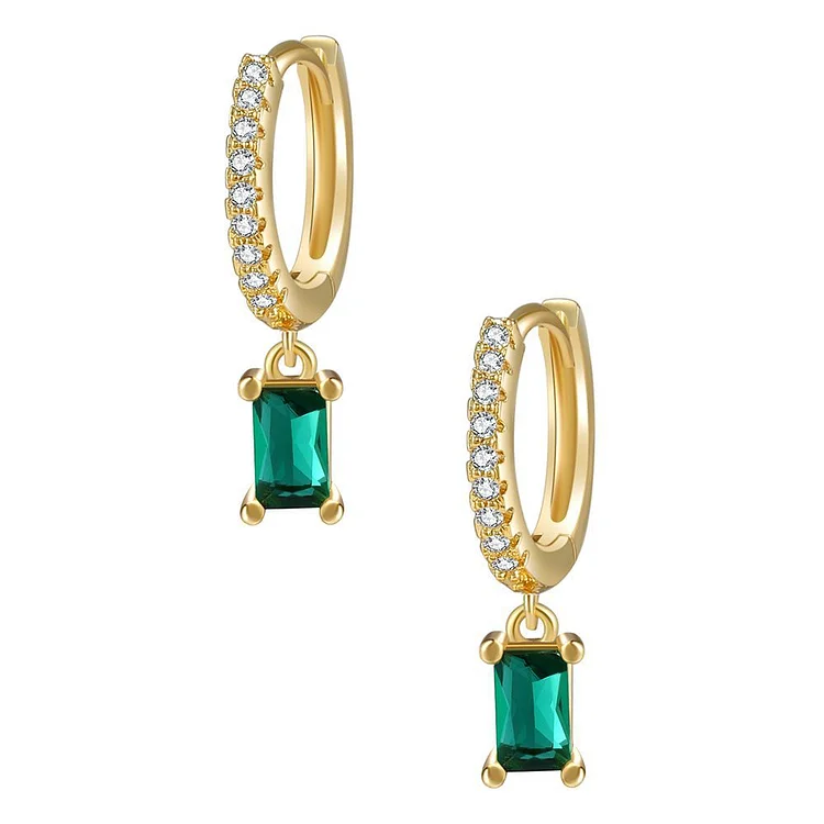 Pendientes elegantes con colgantes de cristal de color esmeralda aretes