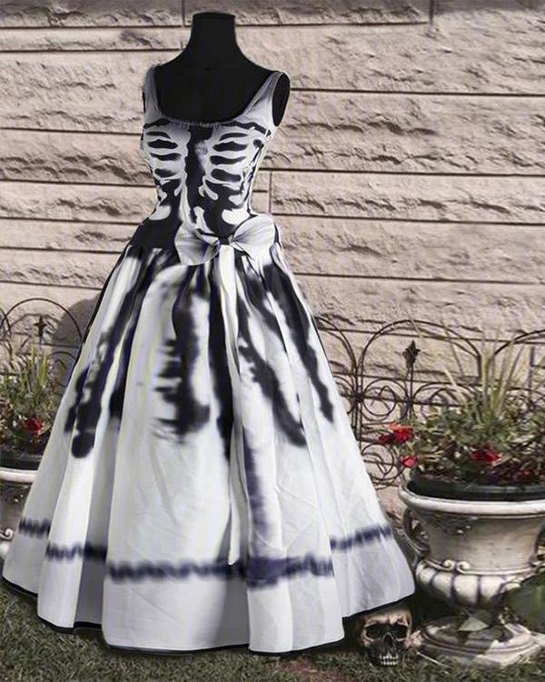 Round Neck Casual Sleeveless Halloween Dress - Chicaggo