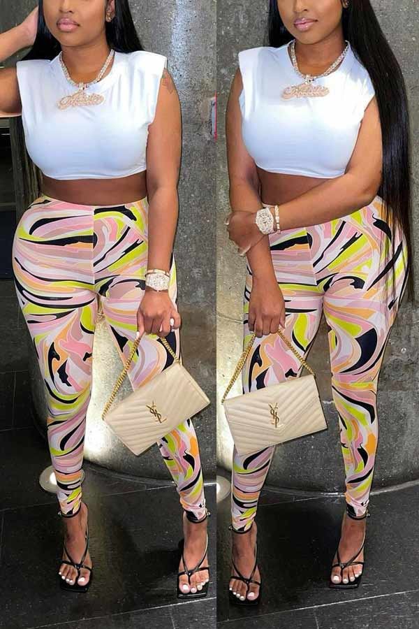Fashion Sleeveless Top Print Trouser Set - Shop Trendy Women's Clothing | LoverChic