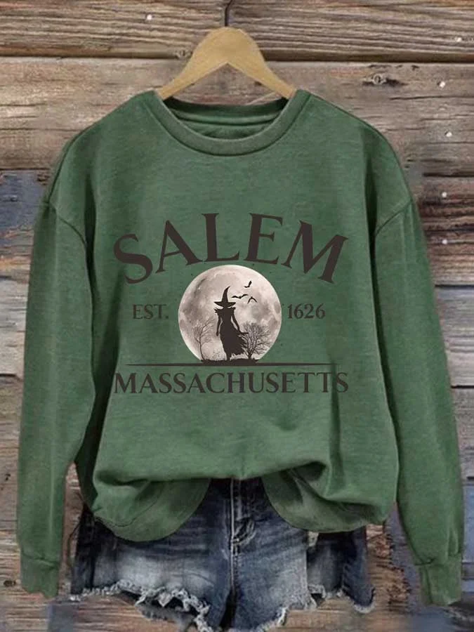 Women's Salam Massachusetts Print Round Neck Sweatshirt socialshop