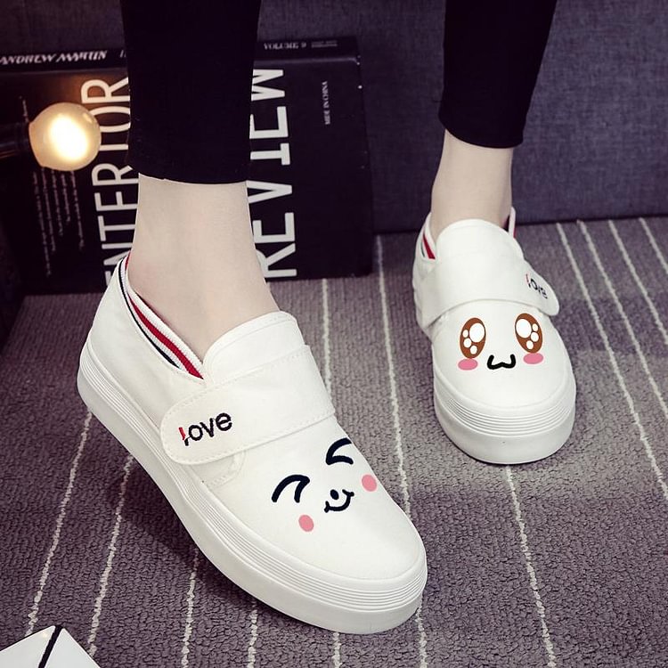 Kawaii Emoji Hand Painted Canvas Shoes SP1711242