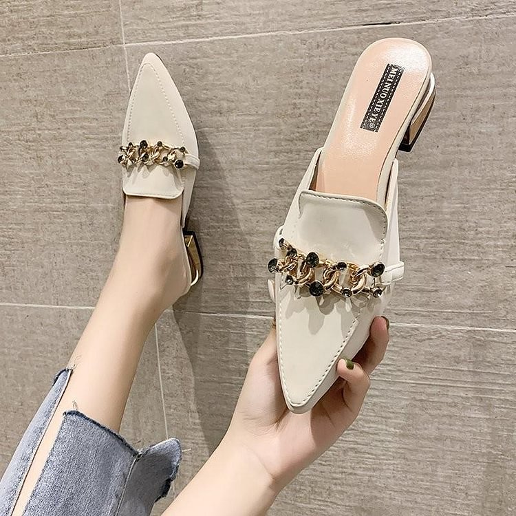 Low Shoes Ladies' Slippers Luxury Slides Slipers Women Shallow Female Mule Cover Toe Fringe Loafers Designer 2022 Mules Flat PU0414 - BlackFridayBuys