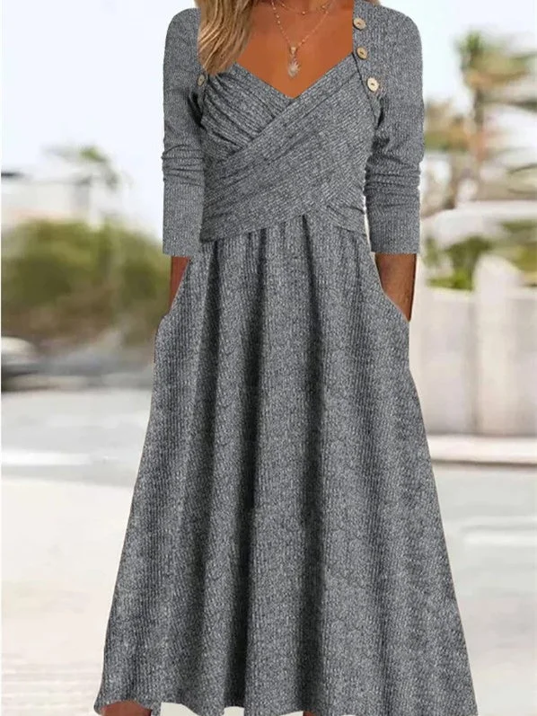 Women's Casual Dress Dress V-neck Long Sleeve Dress