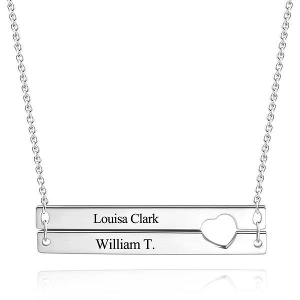 Hollow Heart Shaped Stitching Lettering Necklace