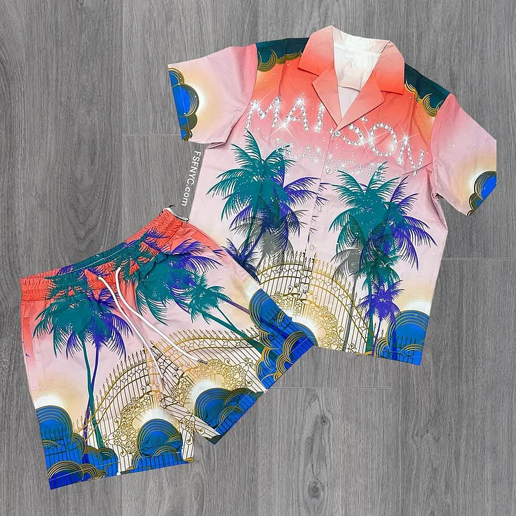 Comstylish Noble Luxury Coconut Hawaii Shorts Shirt And Shorts Co-Ord