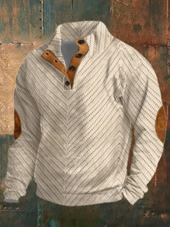Men's Mechanical Print Button Casual Sweatshirt