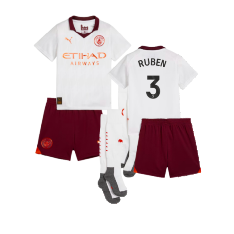 Man City Ruben Dias 3 Away Shirt Kids & Junior Minikit 2023-2024
